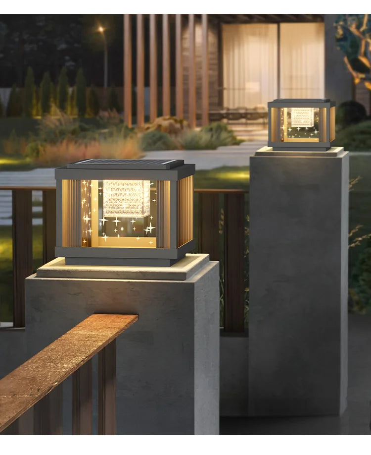 Solar Column Head Lamps Waterproof Courtyard Lamps Gate Pillar Lamps Wall Column Lamps Outdoor Villa Column Head Lamps