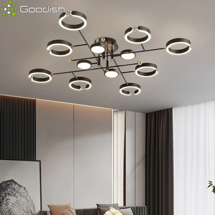 Modern Luxury Nordic Style Aluminum Circle Shaped LED Pendant Light Art Creative Lamp for Living Room Home Decoration Chandelier