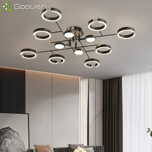Modern Luxury Nordic Style Aluminum Circle Shaped LED Pendant Light Art Creative Lamp for Living Room Home Decoration Chandelier