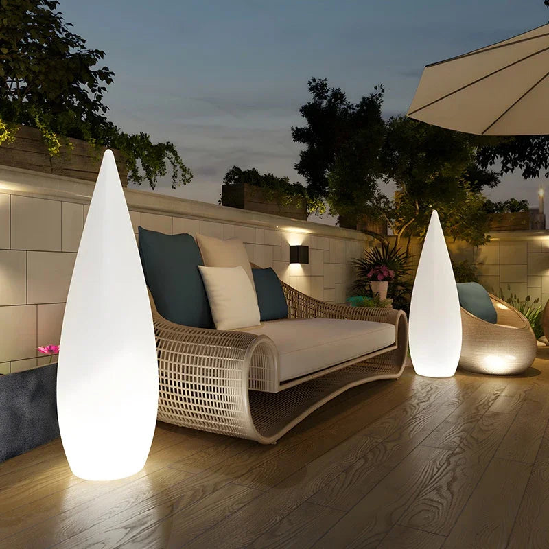 Hotel Restaurant Courtyard Garden Decoration Outdoor Variable Light Emitting Diode Luminous Water Droplet Floor Lamp