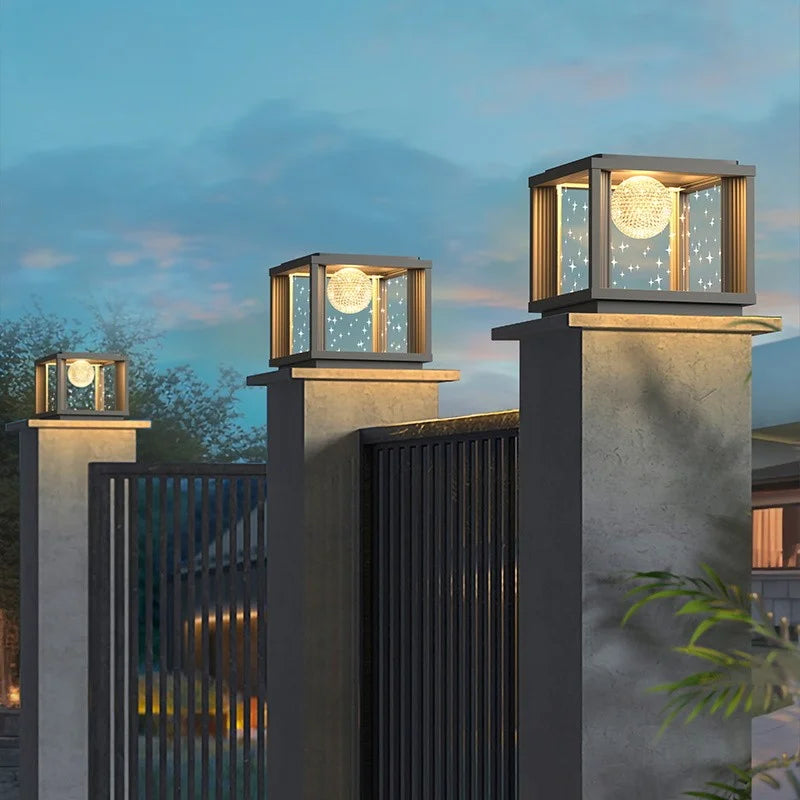 Solar Column Head Lamps Waterproof Courtyard Lamps Gate Pillar Lamps Wall Column Lamps Outdoor Villa Column Head Lamps