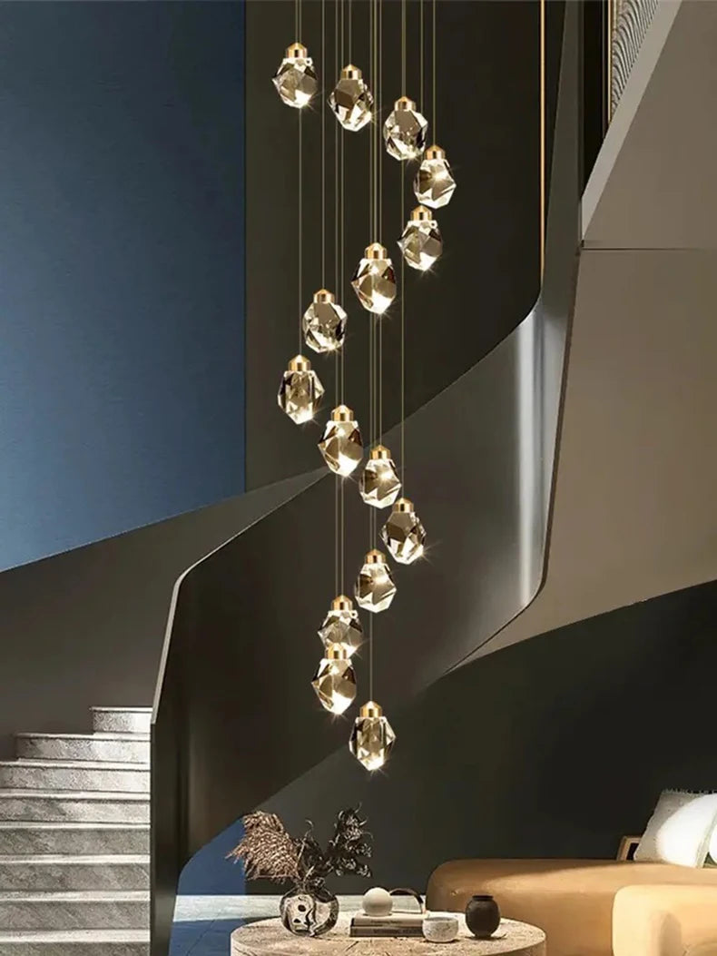 Modern home decoration crystal chandelier, stair Pendant lamp, living room Pendant lights, interior lighting