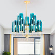 Nordic LED Glass Chandelier Blue/Amber Modern Hanging Lamp Suspension Living Dining Bedroom Pendant Lighting Fixtures