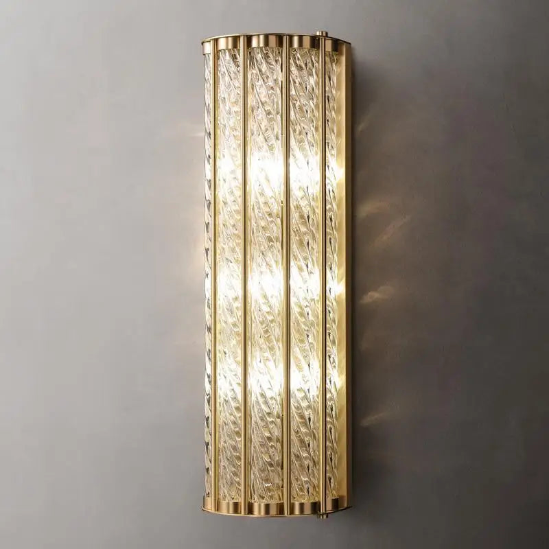 Modern Copper Wall Lamp for Hotel Villa Living Room Porch Office Corridor Long Glass LED Sconce Wall Light Home Decor