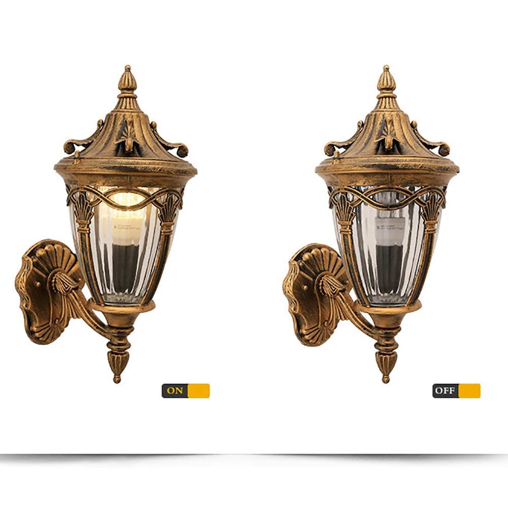 SANDIY Outdoor Wall Lights External Sconce Lamp LED Porch Luminaire Retro Balcony Patio Fence Lighting 220v 110v Glass Latern