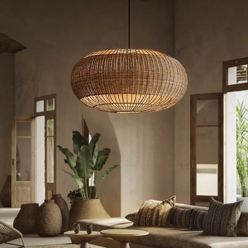 Wabi sabi Rattan Lamp japanese hand-woven bamboo light Living room Restaurant kitchen hanging lamp dining table lantern lamp