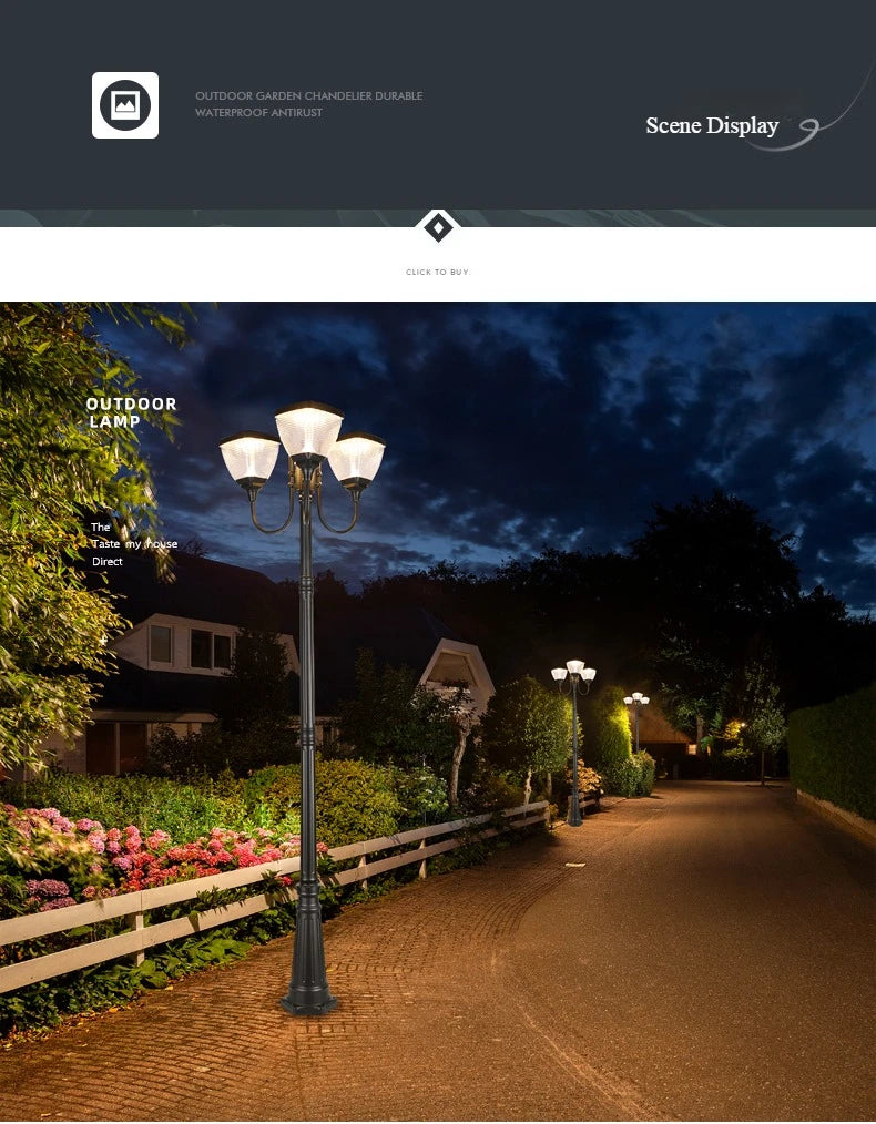 Modern Outdoor Street Lights for Villa Yard Garden Waterproof Aluminum Lamps High Pole Pillar Lamp Landscape Decor Lighting IP65