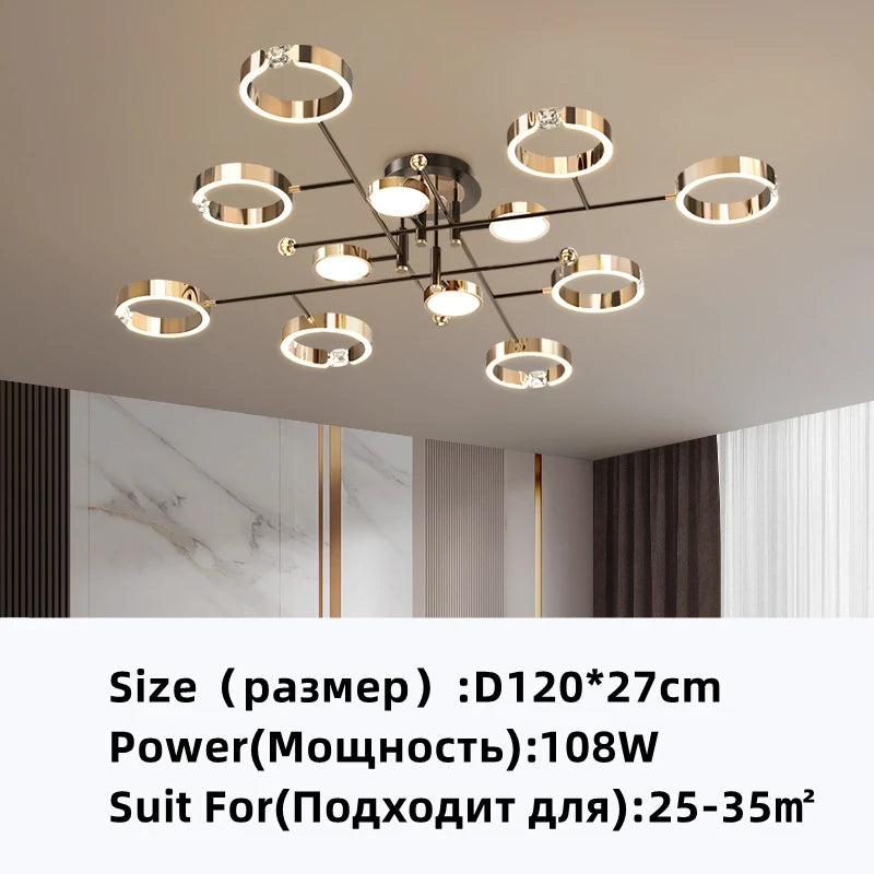Modern Luxury Nordic Style Aluminum Circle Shaped LED Pendant Light Art Creative Lamp for Living Room Home Decoration Chandelier