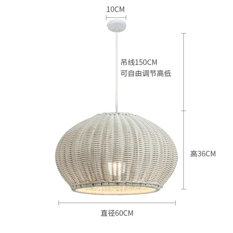 2025 Outdoor Waterproof Lustre Pendant Lights Chinese Style Courtyard Villa Hanging Lamp Garden Restaurant Rattan Weaving Lamp
