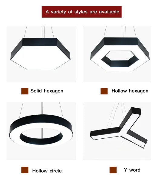 Led Lamps Office Chandelier Creative Hexagonal Round Simple Y-shaped splicing Special-Shaped Chandelier Gym Office Light