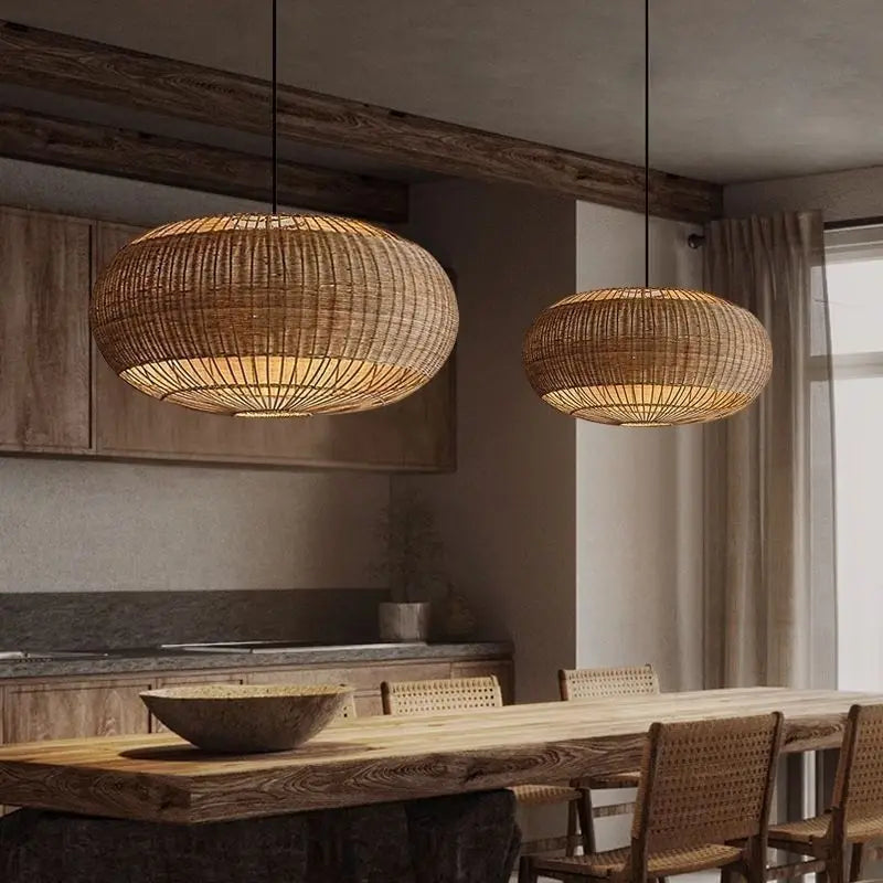 Wabi sabi Rattan Lamp japanese hand-woven bamboo light Living room Restaurant kitchen hanging lamp dining table lantern lamp