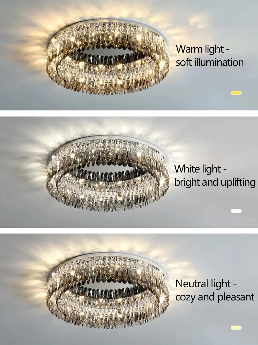 Light Luxury Crystal Ceiling Light Round LED Lamp 2025 New Post-modern Design Upscale Lighting Fixture for Living Room Bedroom