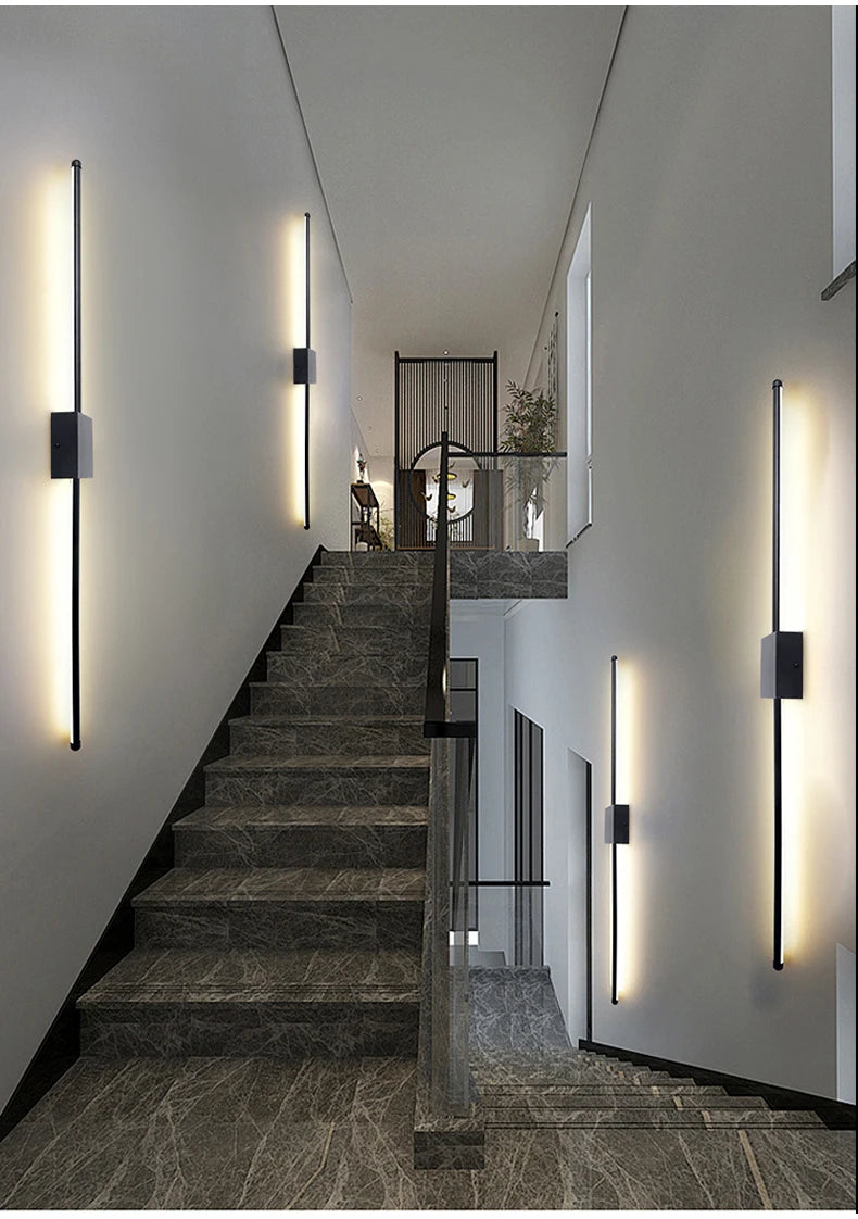Modern LED Wall Lamp Minimalist Led Light Bedroom Bedside Long Strip Wall Sconces Living Room Sofa Home Indoor Lighting Fixture