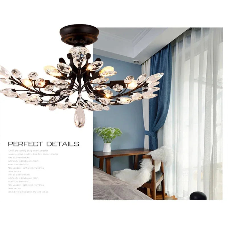 VIOLET Modern Crystal Ceiling Light American Country LED Creativity Living Room Dining Room Bedroom Coffee shop clothing store