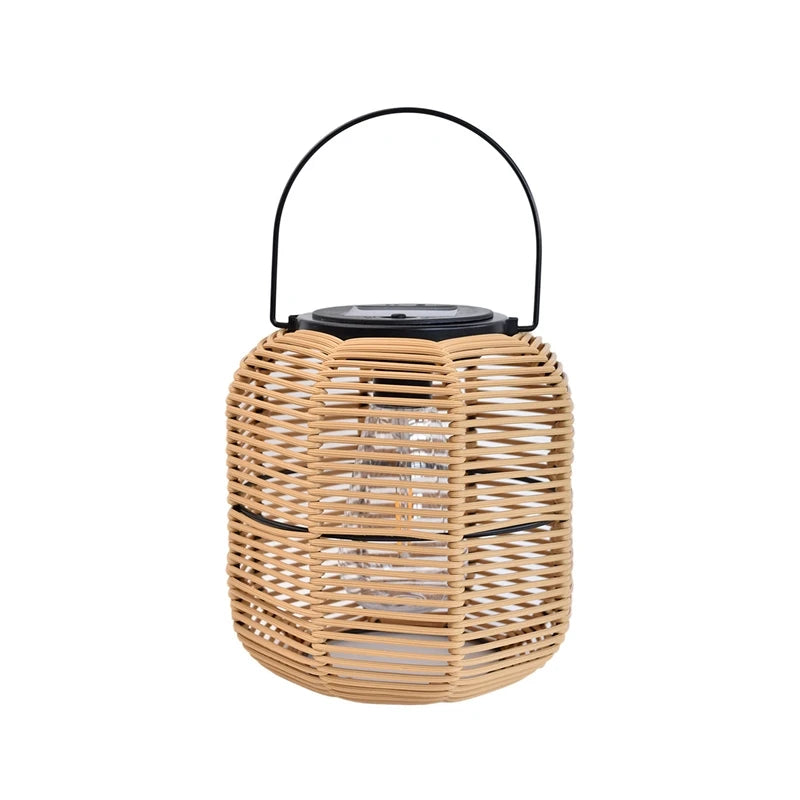 Solar Iron Rattan Outdoor Hanging Lamp Bamboo Pendant Light Warm Ambient Night Glow Garden Patio Balcony Home For Couples