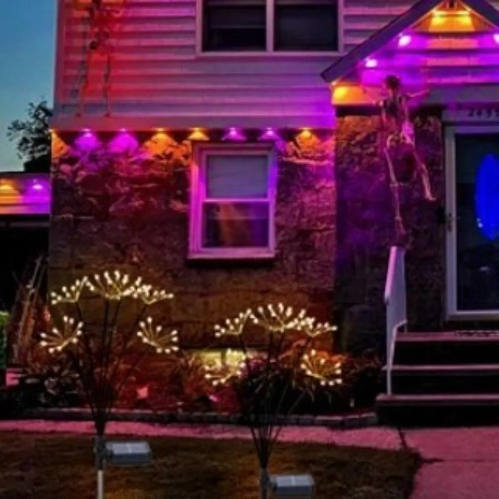 6/810 Heads Solar Light Waterproof Sparkling Stars LED Floral Firework 2 Modes Switching Ground Mounted Landscape Lighting