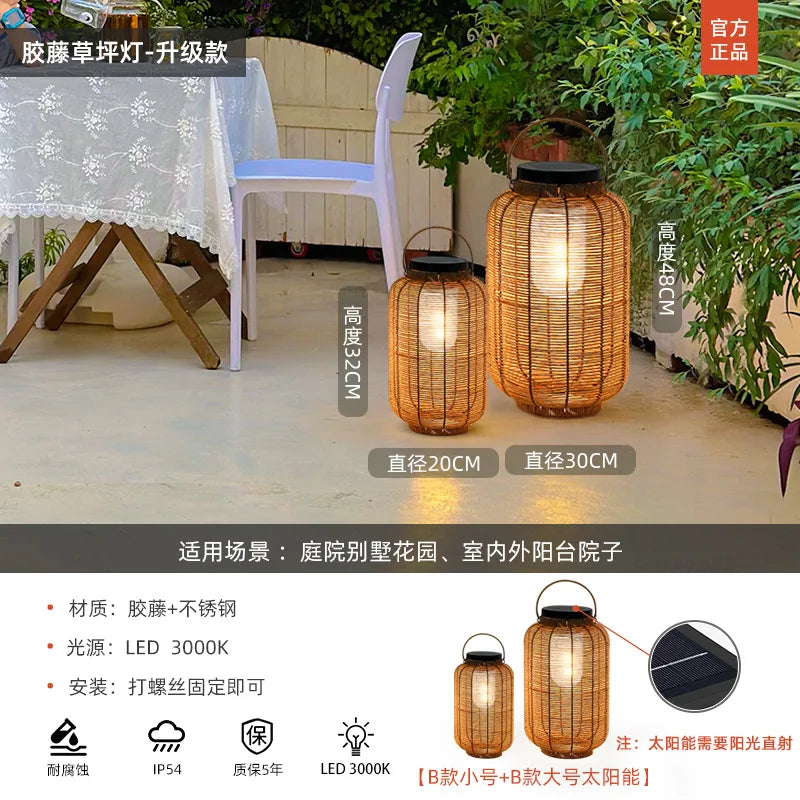 Solar GardenGarden Lawn Outdoor Portable Light Hanging Light Japanese Floor Light Balcony