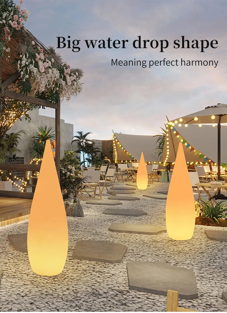 Hotel Restaurant Courtyard Garden Decoration Outdoor Variable Light Emitting Diode Luminous Water Droplet Floor Lamp