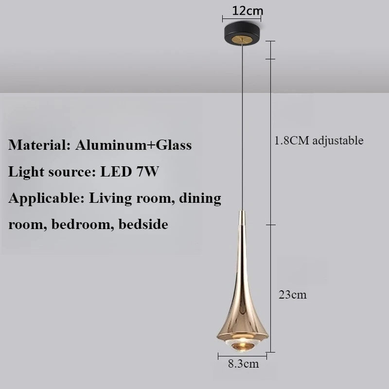 Bedroom Bedside Pendent Lamp Nordic Modern Living Room Study Decoration Simple Creative Light Luxury Bar Glass LED Chandelier