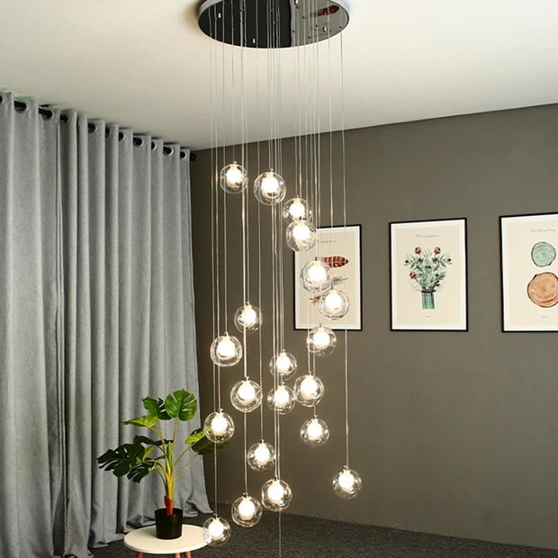 Nordic luxury White Magic bean Design glass LED Chandelier Lighting lustre Hardware Ceiling Duplex staircase Attic luminaire