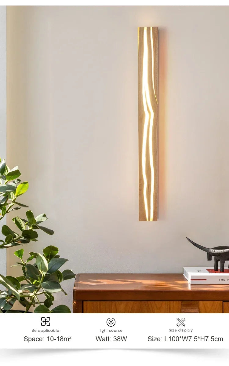 Modern Mirror Led Light Bedside Lamp Wabi Sabi Nordic Cracked Wood Wall Lamp for Living Room Hallway Office Decoration Lamp