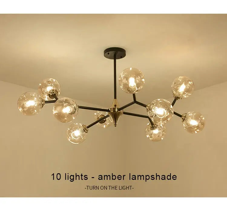 LED Glass Ball Chandelier Pendant Light for Indoor Decorative Lighting - Living Room Bedroom Dining Room