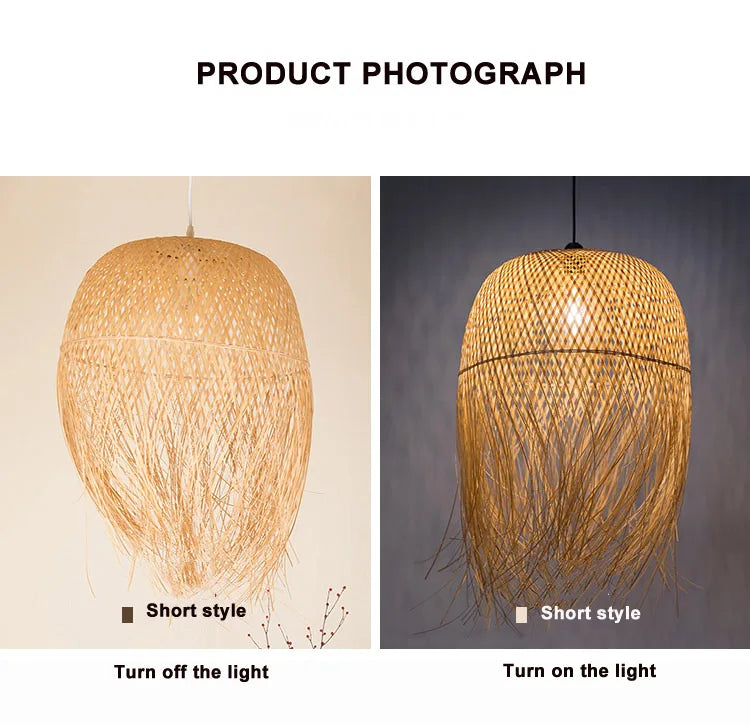 Southeast Asian Individuality Hand Woven Bamboo Chandelier Chinese Lamps Tea Room Restaurant Hotel Artistic Modeling Lampshade