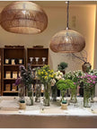 Japanese Wabi-Sabi Rattan Pendant Light - Hand-Woven E27 Boho Lamp for Restaurant Coffee Shop Dining Room Kitchen Island