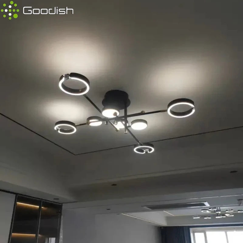 Modern Luxury Nordic Style Aluminum Circle Shaped LED Pendant Light Art Creative Lamp for Living Room Home Decoration Chandelier