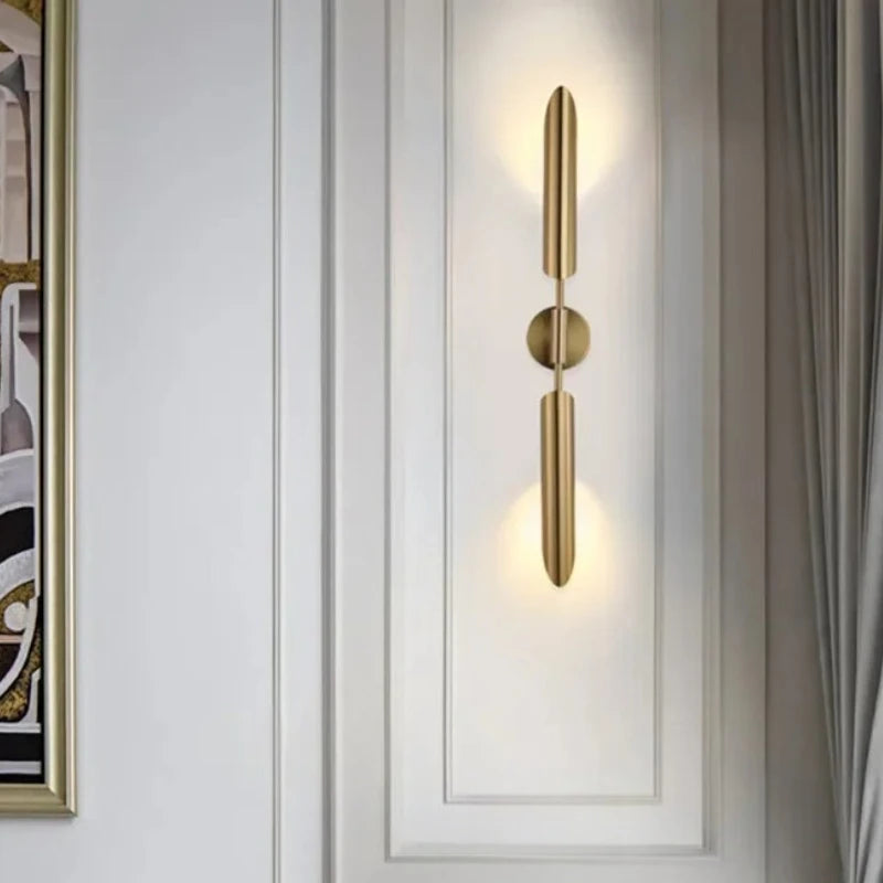 Moderm Luxury Single Double Head Wall Lamp Golden Lnclined Tube Wall Light Mirror Light Stair Living Room Bedroom Deco Luminaire