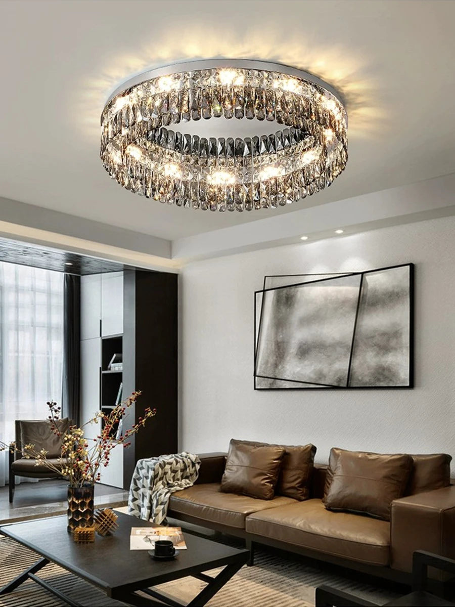 Light Luxury Crystal Ceiling Light Round LED Lamp 2025 New Post-modern Design Upscale Lighting Fixture for Living Room Bedroom