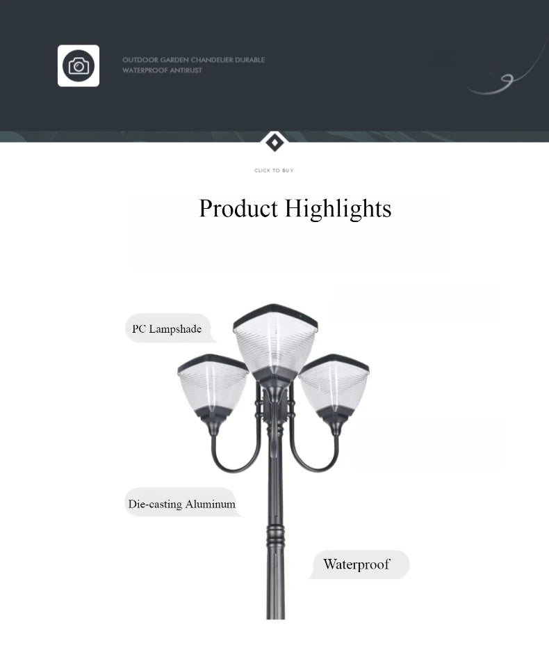 Modern Outdoor Street Lights for Villa Yard Garden Waterproof Aluminum Lamps High Pole Pillar Lamp Landscape Decor Lighting IP65