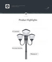 Modern Outdoor Street Lights for Villa Yard Garden Waterproof Aluminum Lamps High Pole Pillar Lamp Landscape Decor Lighting IP65