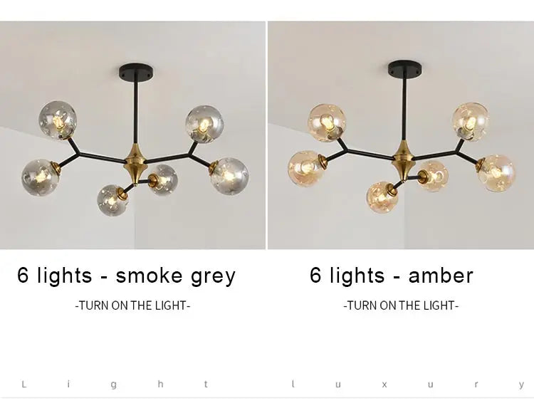 Nordic Glass Ball Lamp Modern Led Ceiling Chandelier Living Room Bedroom Kitchen Dining Room Home Decor Pendant Light Fixture