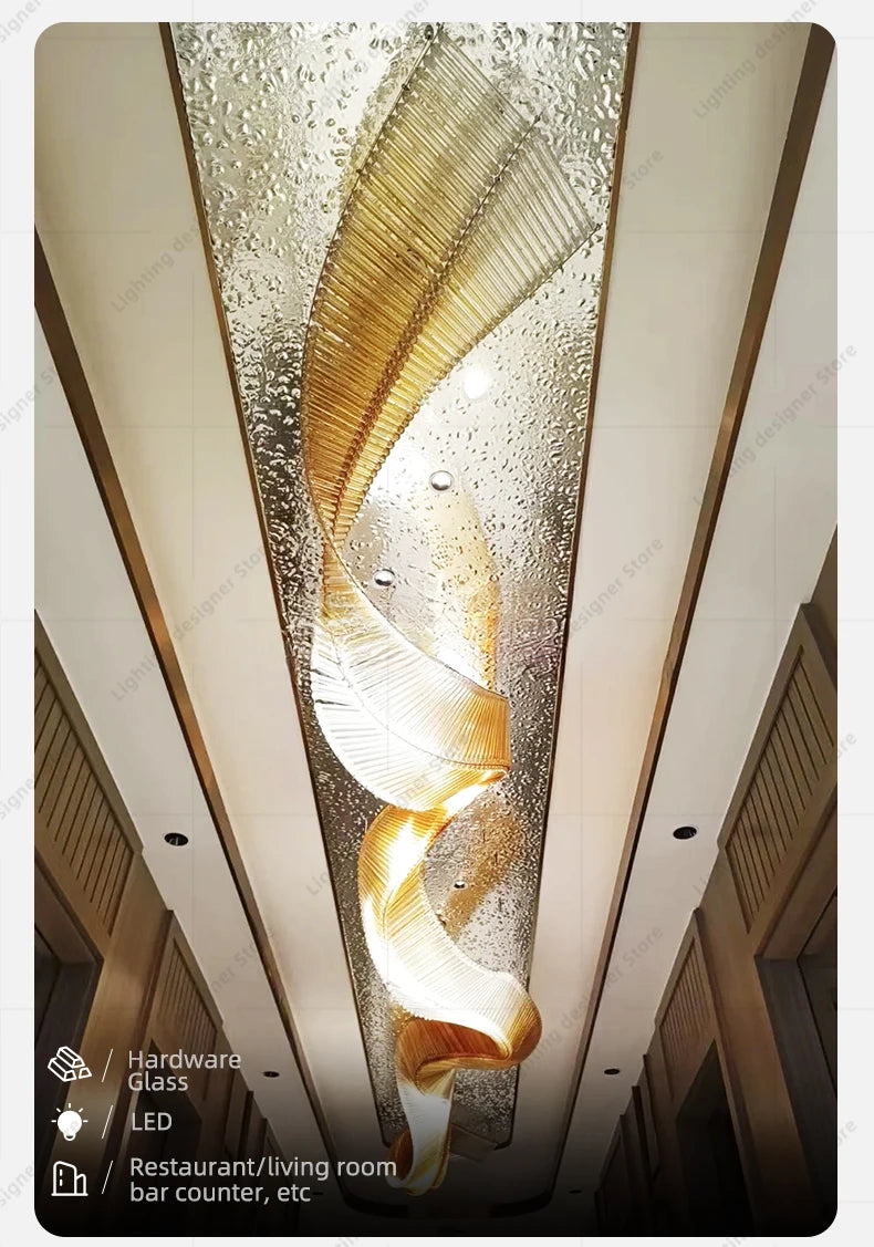 Hotel Living Room Hanging Led Chandelier Hotel Restaurant Large Led Chandelier Modern Pendant Light Glass Lights Lobby