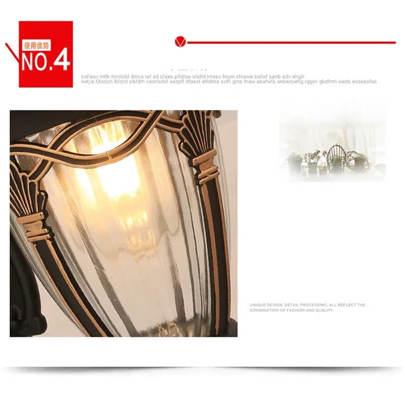 Outdoor Wall Lamp Classical Light Retro LED Sconces Waterproof ideal for  Decoration