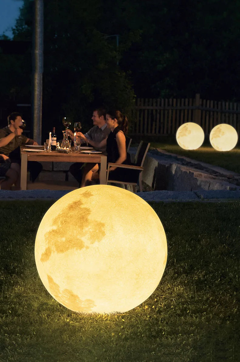 Resin Fiber Outdoor Lunar Lawn Lamp Round Waterproof Atmosphere Lamp Garden Ground Plug Landscape Lighting