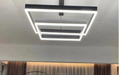2026 LED Square Pendant Light For Dining Room Bedroom Living Room Home Loft Decor Modern Black Aluminum Hanging Lamp
