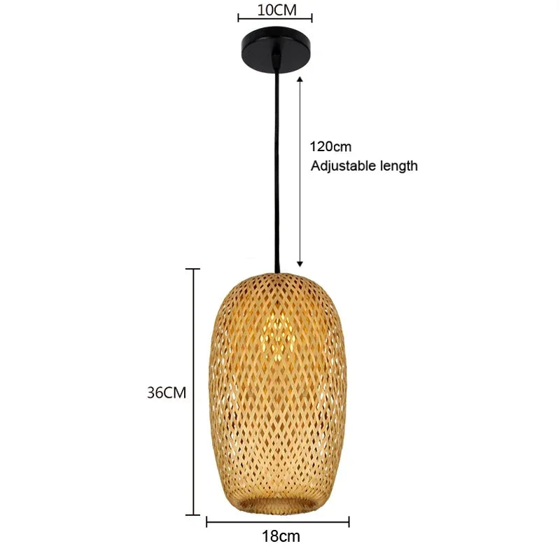 Japanese Chandelier Natural Bamboo Rattan Pendant Lights Handmade Weaving Hanging Lamps Wicker Shades E27 Lighting Suspension