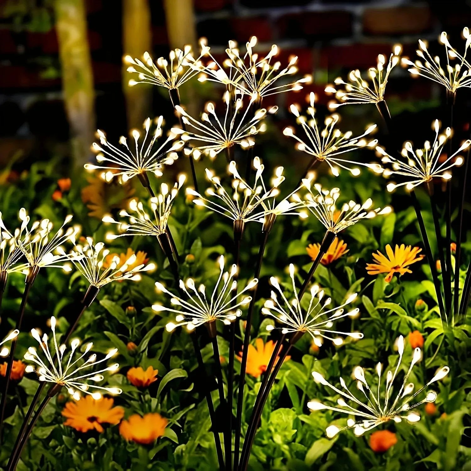 1/2/4pcs Solar Firework Lights Warm White Light Suitable for Garden Lawn Camping Steps Greenway Courtyard Decoration Lawn Lights