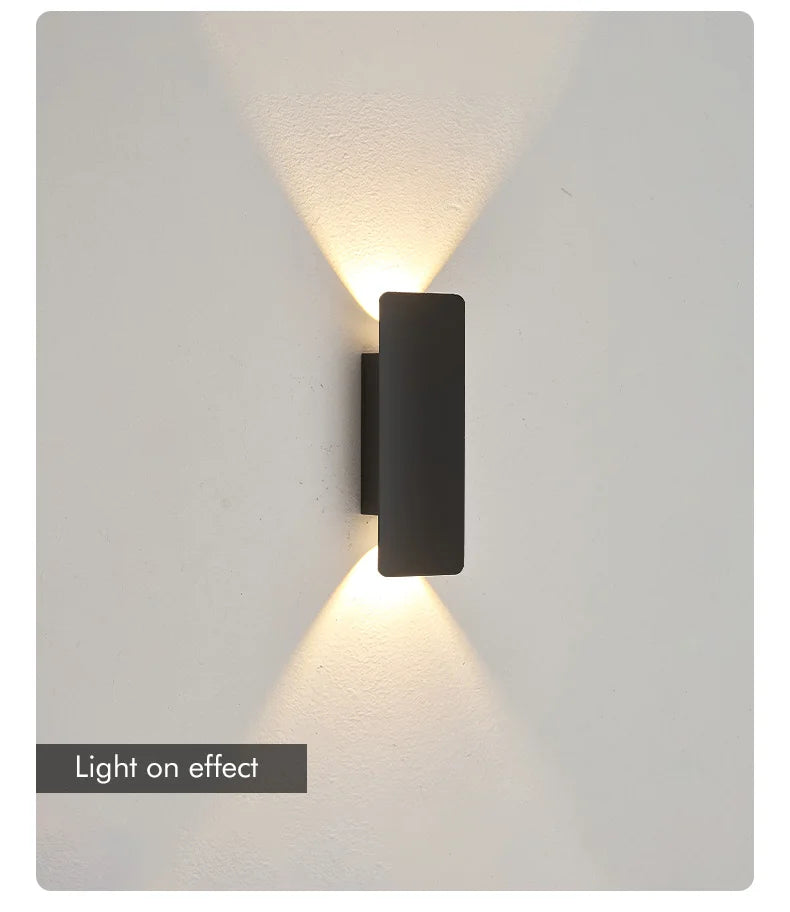 Outdoor Waterproof Wall Lamps Strip Aluminum Wall Lights 18W LED Black Wall Lamp Bedroom Exterior Outdoor Lighting Fixtures