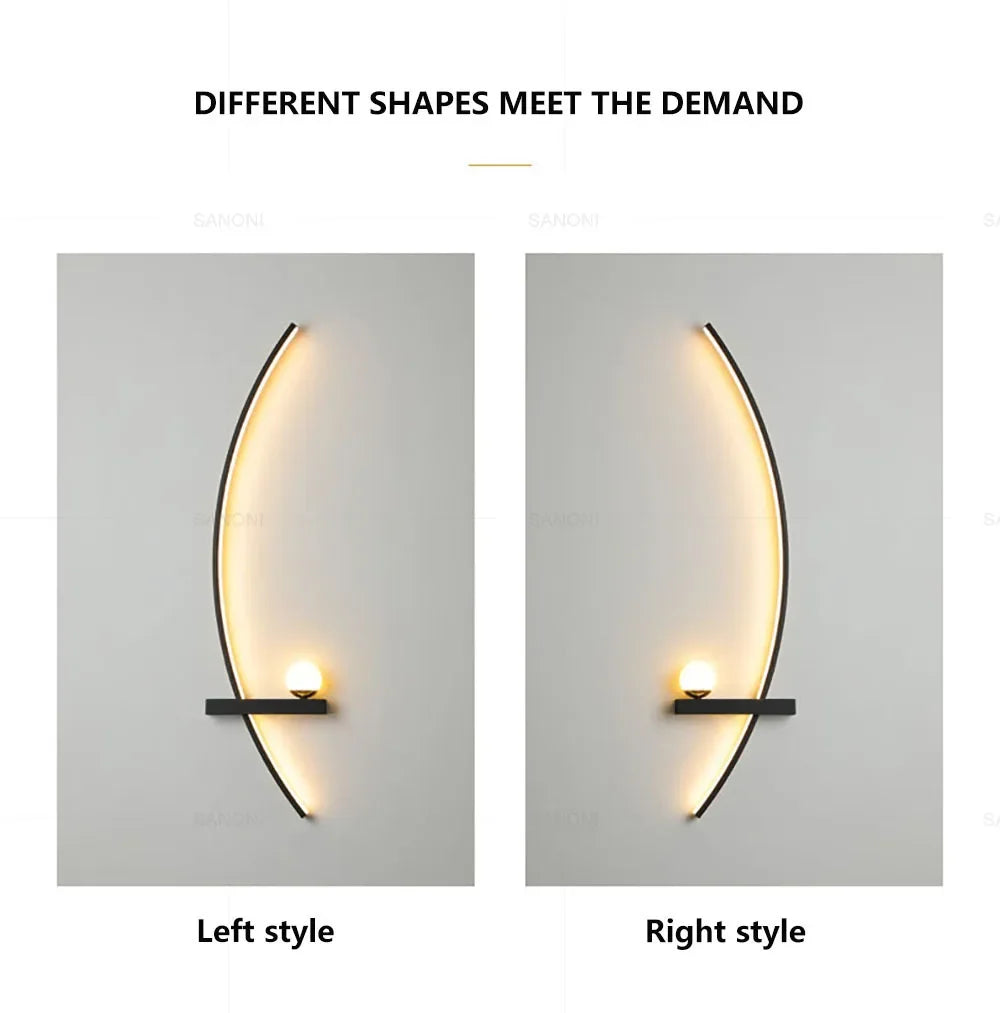 Nordic LED Wall Lamp Stripes Wall Sconce for Bedroom Bedside Living Room Study Stairs Home Decor Indoor Lighting Fixture Luster