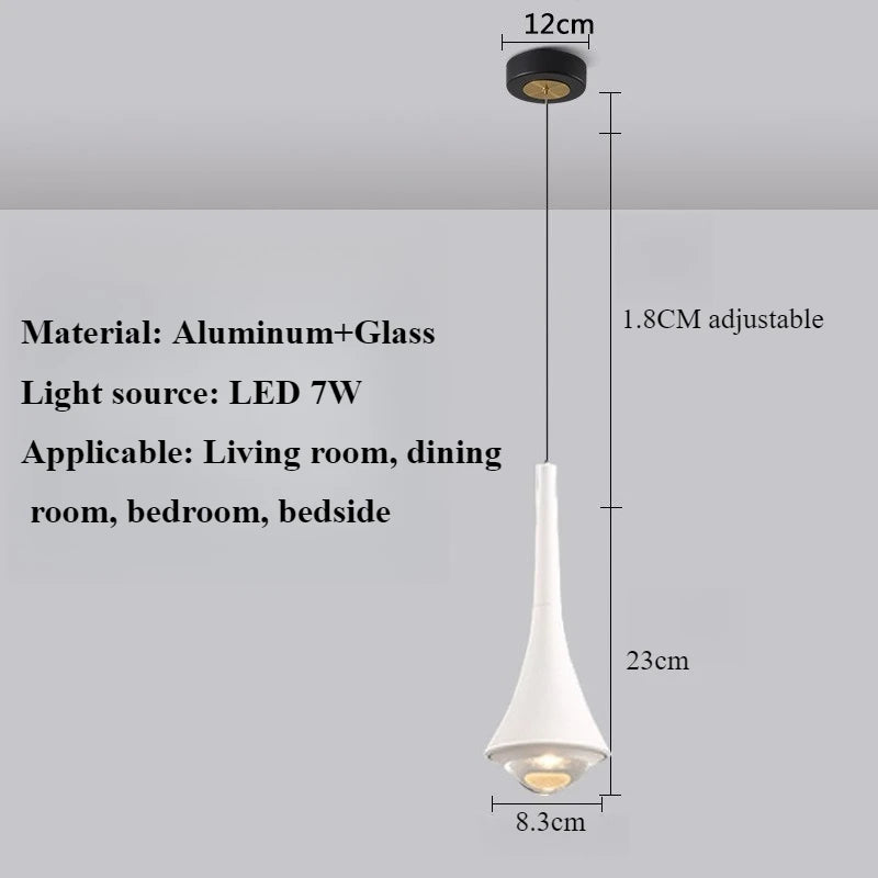 Bedroom Bedside Pendent Lamp Nordic Modern Living Room Study Decoration Simple Creative Light Luxury Bar Glass LED Chandelier
