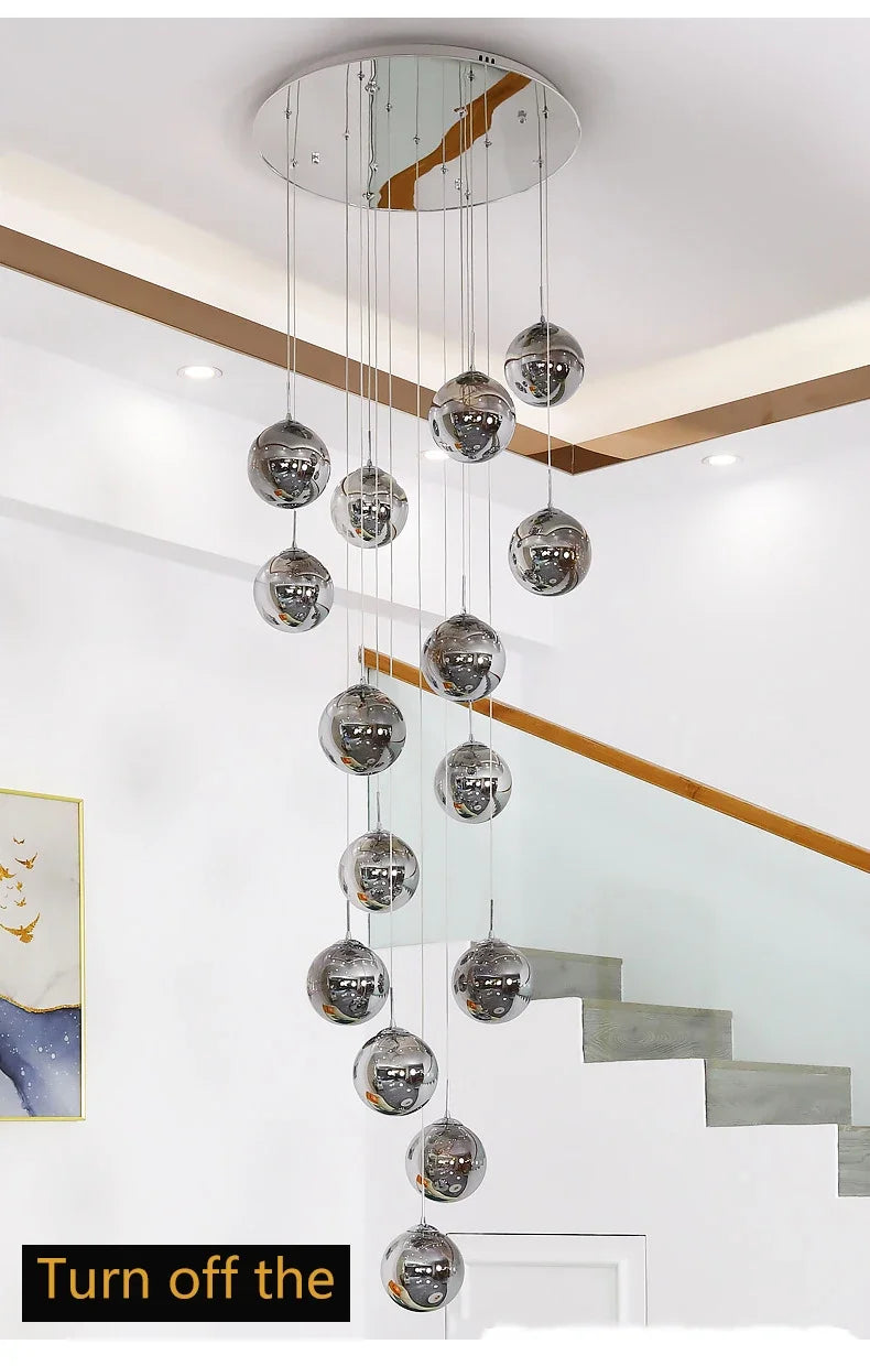 Starry Sky Staircase Chandelier Nordic Design Duplex Corridor Light Pendant Lights Apartment Hall