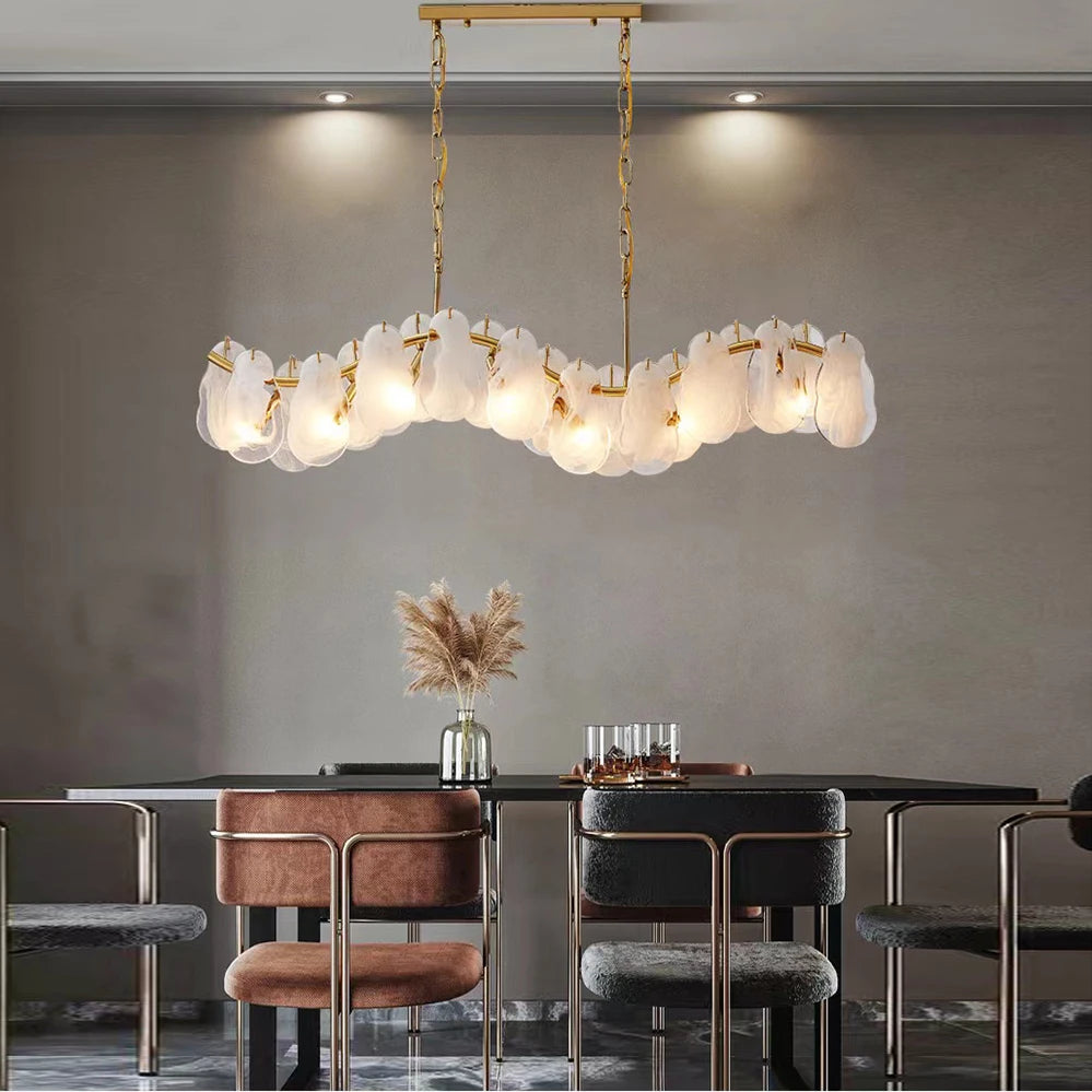Cream Style Chandelier Lighting Fixtures Furniture Luxurious Living Room Decoration Glass Cloud Chandelier Simple And Modern