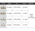 LED Glass Ball Chandelier Pendant Light for Indoor Decorative Lighting - Living Room Bedroom Dining Room