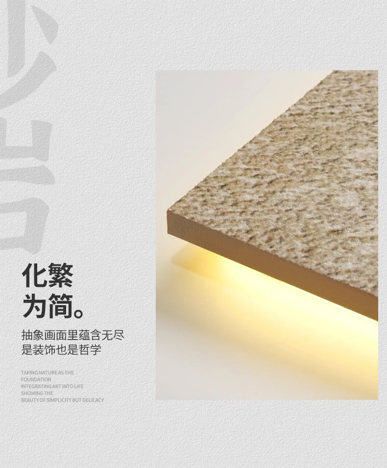 2024 Hydroponic green decorative painting background cream senior living room hanging painting sandstone new LED lights