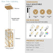 Modern Crystal Pendant Light - 3 Pack, Adjustable Hanging Ceiling Lamp with Crystal Prism Design -Golden Finish