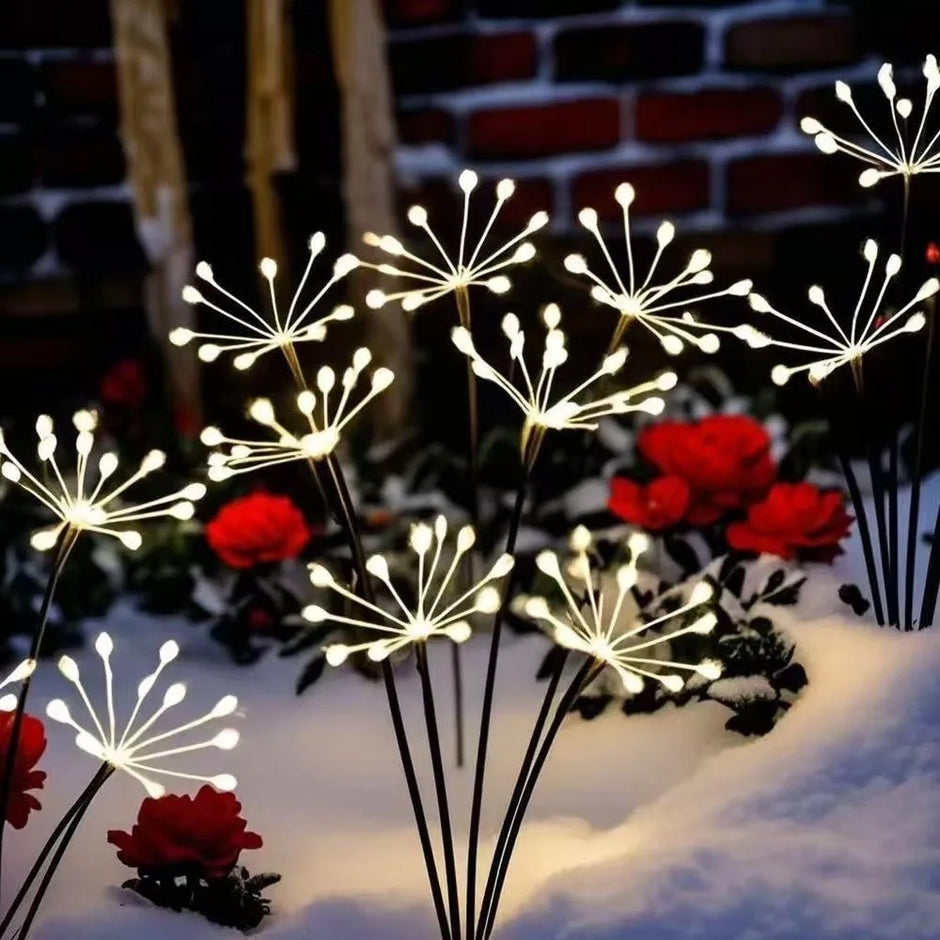 6/810 Heads Solar Light Waterproof Sparkling Stars LED Floral Firework 2 Modes Switching Ground Mounted Landscape Lighting