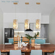 Modern Crystal Pendant Light - 3 Pack, Adjustable Hanging Ceiling Lamp with Crystal Prism Design -Golden Finish